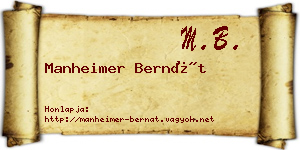 Manheimer Bernát névjegykártya